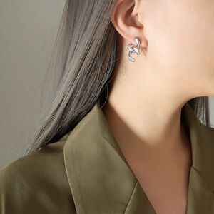 Silver Knot Twisted Earrings*Waterproof Earrings*Minimalist Design*ML